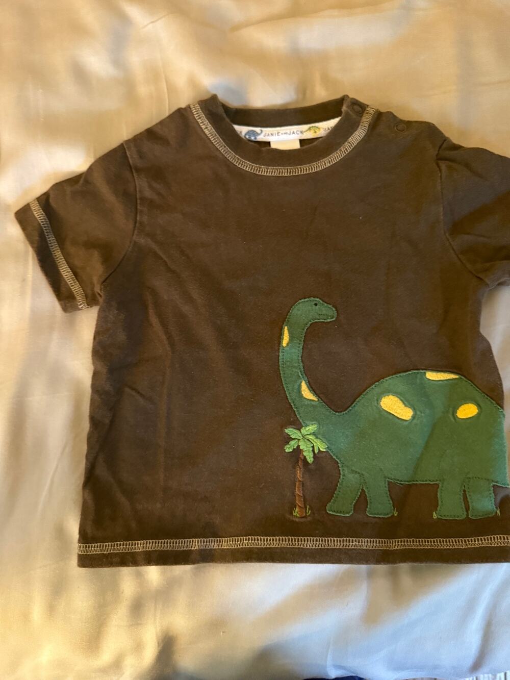 Janie and Jack brown Dinosaur shirt size 3-6m